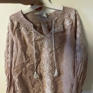 Joie Blush Pink Embroidered Blouse